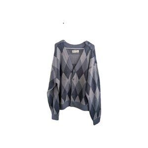 Hollister Argyle Knit Cardigan Men's Grandpacore Preppy V-Neck Dark Academia XL